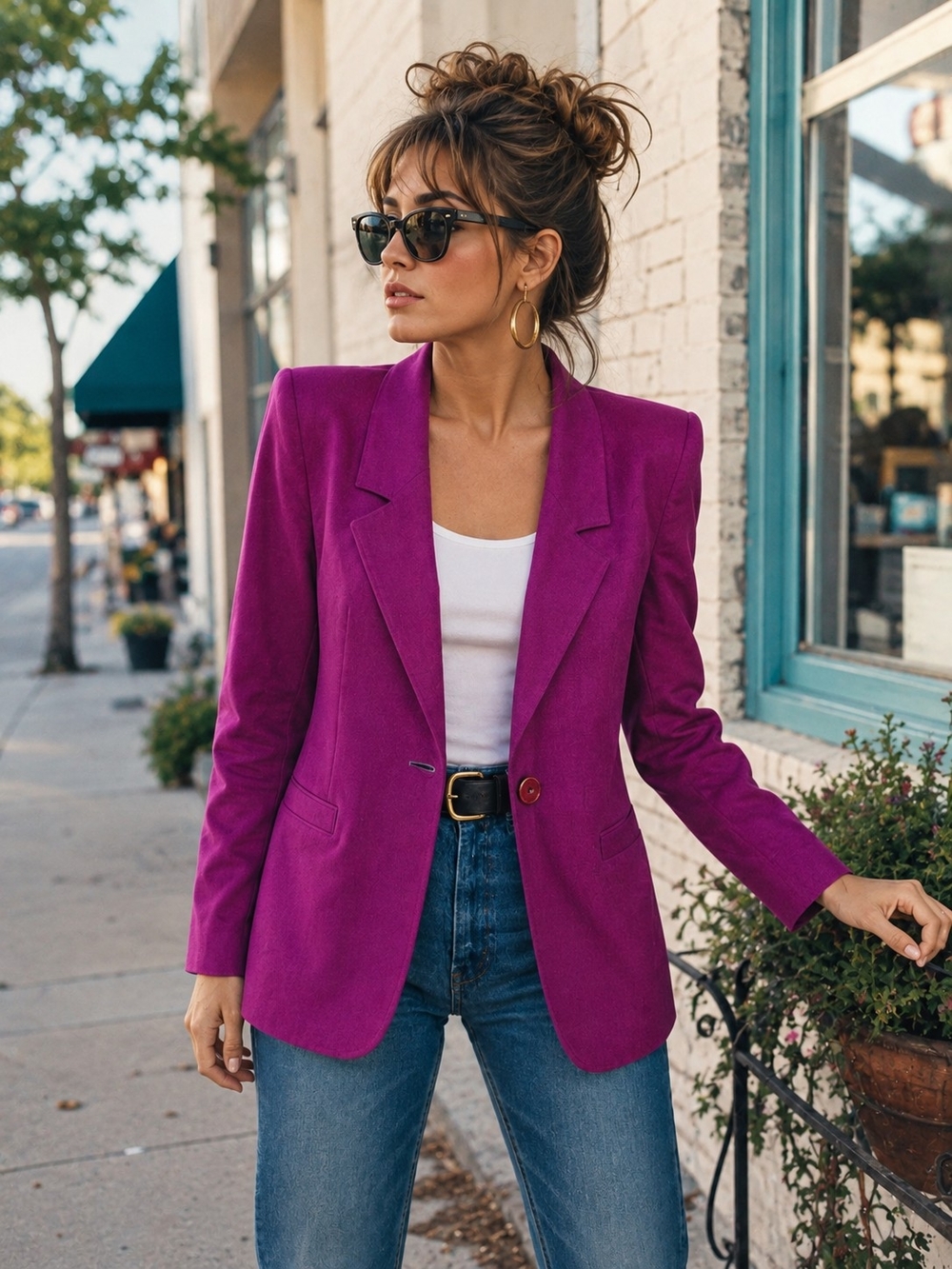 Vintage 80's Pendleton Size 6 Small Magenta 100% Virgin Wool Blazer Jacket USA